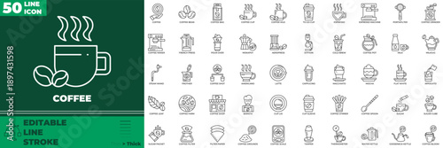 Coffee Line Editable Icons set