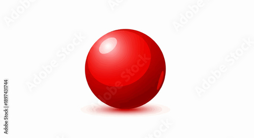 A bright red, glossy sphere casting a soft shadow on a white background