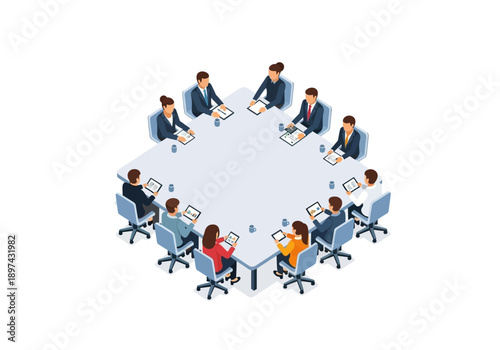 Business Meeting around a Table - Team Collaboration and Strategy Session