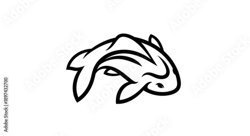 Stylized koi fish outline design
