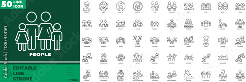 People Line Editable Icons set
