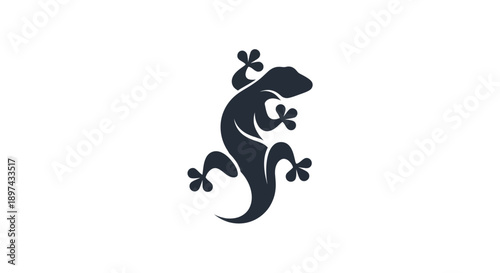 Stylized gecko silhouette on white background