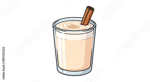 Eggnog drink image, Vector Illustration, Christmas holiday, beverage design, festive season