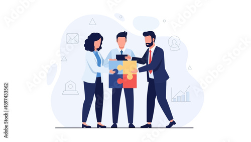 Teamwork and Collaboration: People Solving Jigsaw Puzzle Together