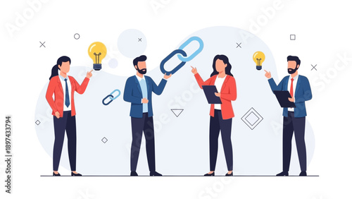 Teamwork Linking Ideas Business Connection Collaboration Success Concept