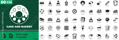 Cake And Bakery Duotone Editable Icons set