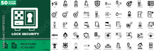Lock Security Duotone Editable Icons set