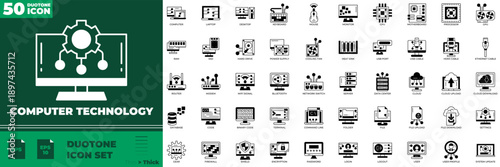 Computer Technology Duotone Editable Icons set