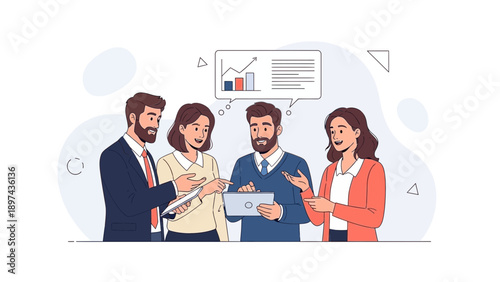 Diverse Team Collaborating on Business Strategy with Data Analytics