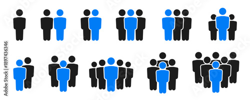 People icon set, person, logo human, team icons, group of people, persons symbol infographics website isolated - vector