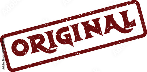 Red distressed rectangular stamp featuring the word ORIGINAL slanted on a pure white canvas