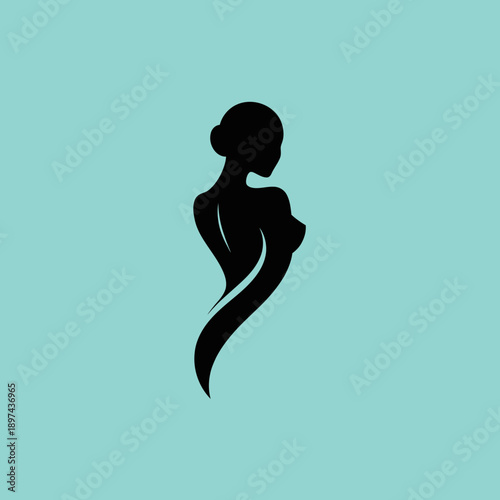 Elegant female silhouette with flowing lines.