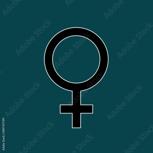 Female Symbol on Teal Background Gender Representation.