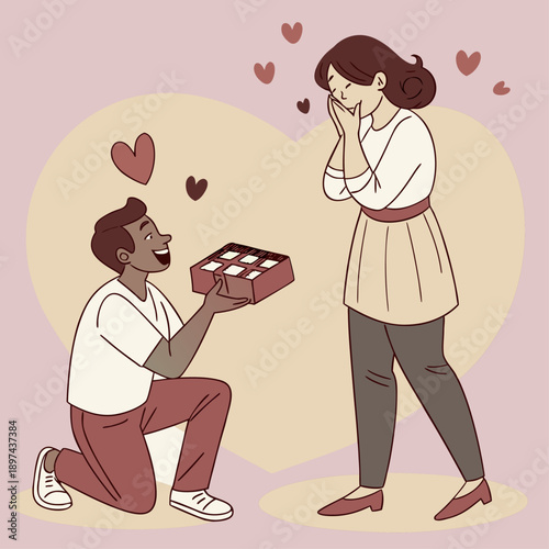 Chocolate box surprise proposal-with couple react (1)