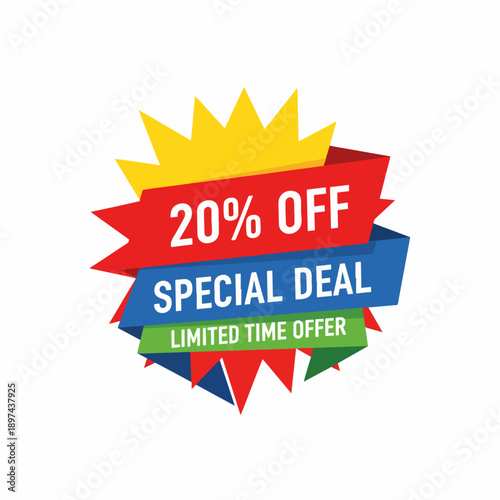 Offer price special discount illustration tag design.