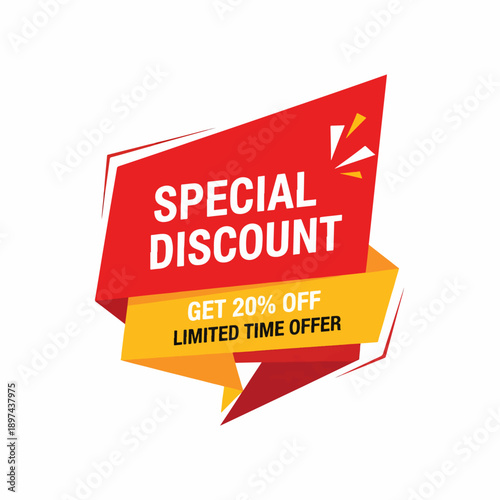 Special discount symbol. 3D Round sticker badge with offer message. Advertising discounts symbol. Promotion set for shopping marketing, clearance sale and advertisement Vector illustration.
