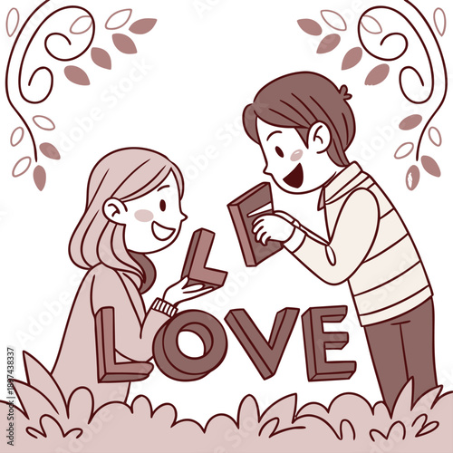 Romantic indoor proposal scene with chocolate candy