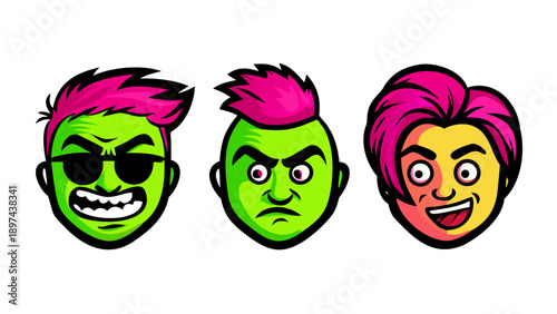 Expressive Emoticon Ensemble: Vibrant & Quirky Digital Personas.