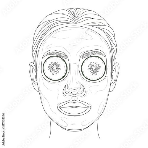 Woman with cucumber slices on eyes enjoying spa treatment.