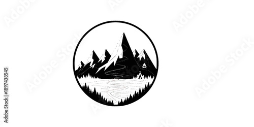 Gorpcore Mountain Range Outdoor T-Shirt Logo