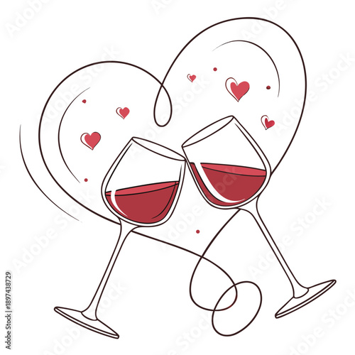 Valentine wine glass pair forming heart shape icon (1)