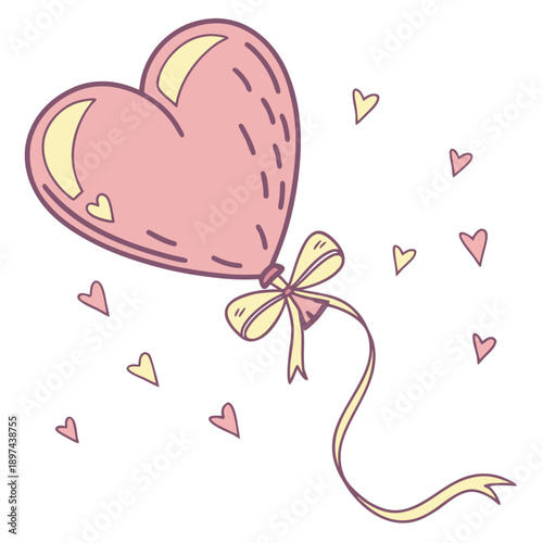Valentine heart shaped balloon icon with string (1)