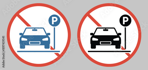 No parking area icons, car parking prohibited signs, vector design for traffic regulation and urban safety.