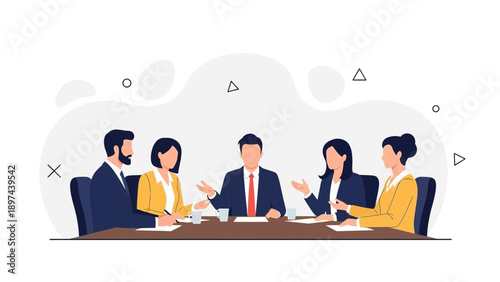 Business Team Meeting - Diverse Professionals Collaborating at Conference Table