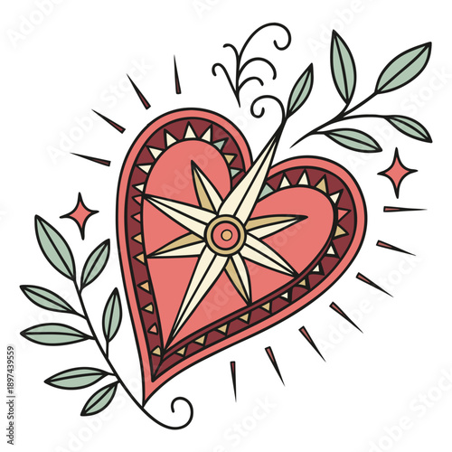 Valentine rose icon with single bloom and stem