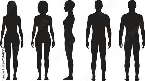 Diverse group of people in black silhouettes standing together