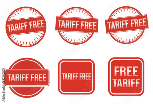 Red Stamp Set: "Tariff Free" and "Free Tariff" Labels for Commerce