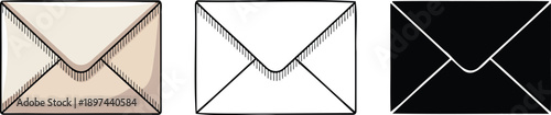 Envelope silhouette & Outline and illustration set isolated on transparent background