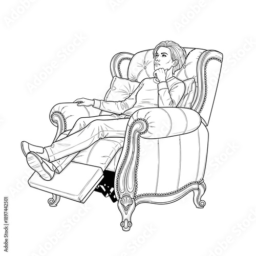 Person Relaxing in a Reclining Armchair.