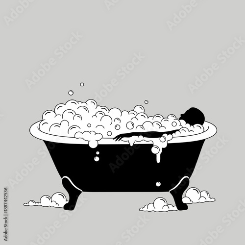 Relaxing in a Bubble Bath A Moment of Serenity.