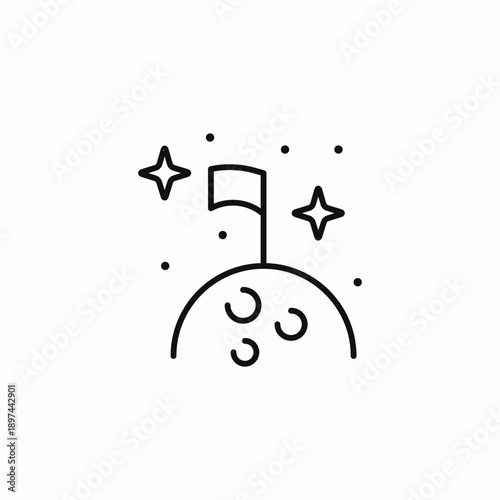 flag planted moon icon sign vector