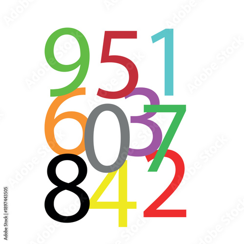 Disorder numbers from 1 to 9. Vector ilustration