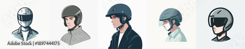vector of young man wearing helmet