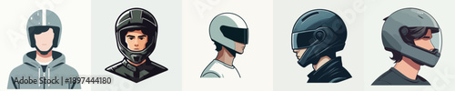vector of young man wearing helmet