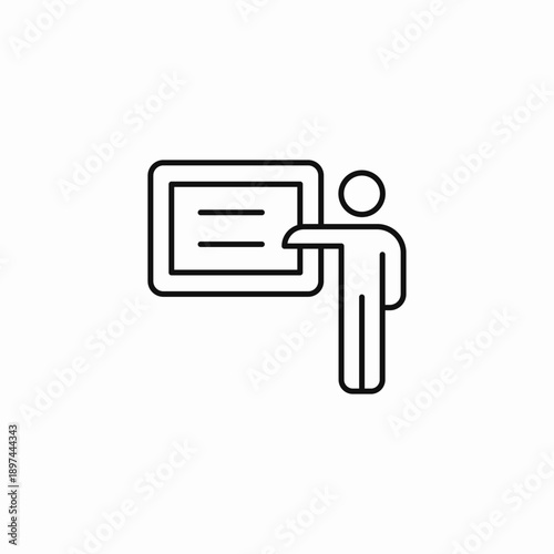 presenter explaining screen icon sign vector