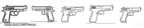 vector pistol style continuous line