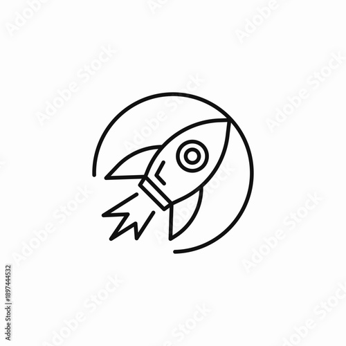 rocket launch circular icon sign vector