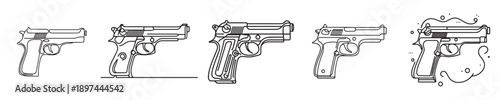 vector pistol style continuous line