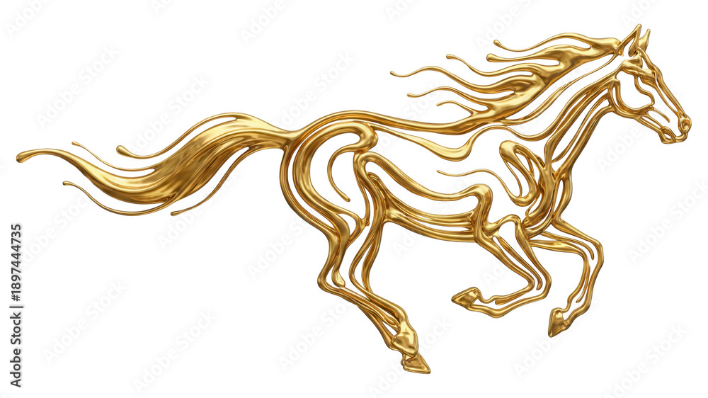 Fototapeta premium Golden Horse Running - Abstract and Luxurious Design Element