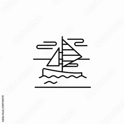 sailboat on water icon sign vector