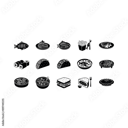 Variety of sushi and sushi dishes are being served.