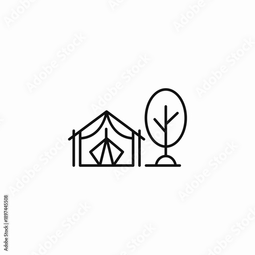 tent and tree icon sign vector