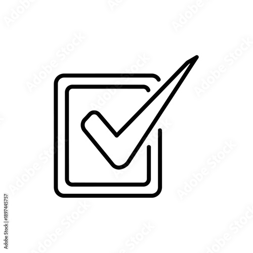 Checkmark in a square box representing completion and success.