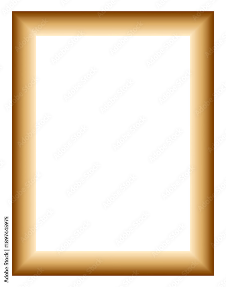 Fototapeta premium Soft beveled gold rectangular frame with subtle gradient border, elegant picture frame for artwork and photo display