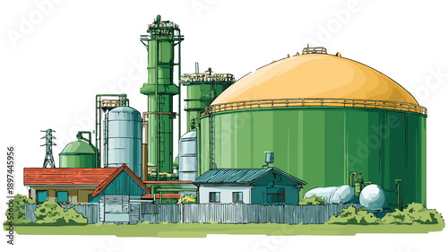 Bio Gas Clipart Vector Art Illustrating Sustainable Energy Solutions