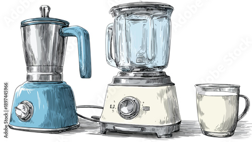Professional Blender Hand-drawn Clipart Vector Art and Illustration